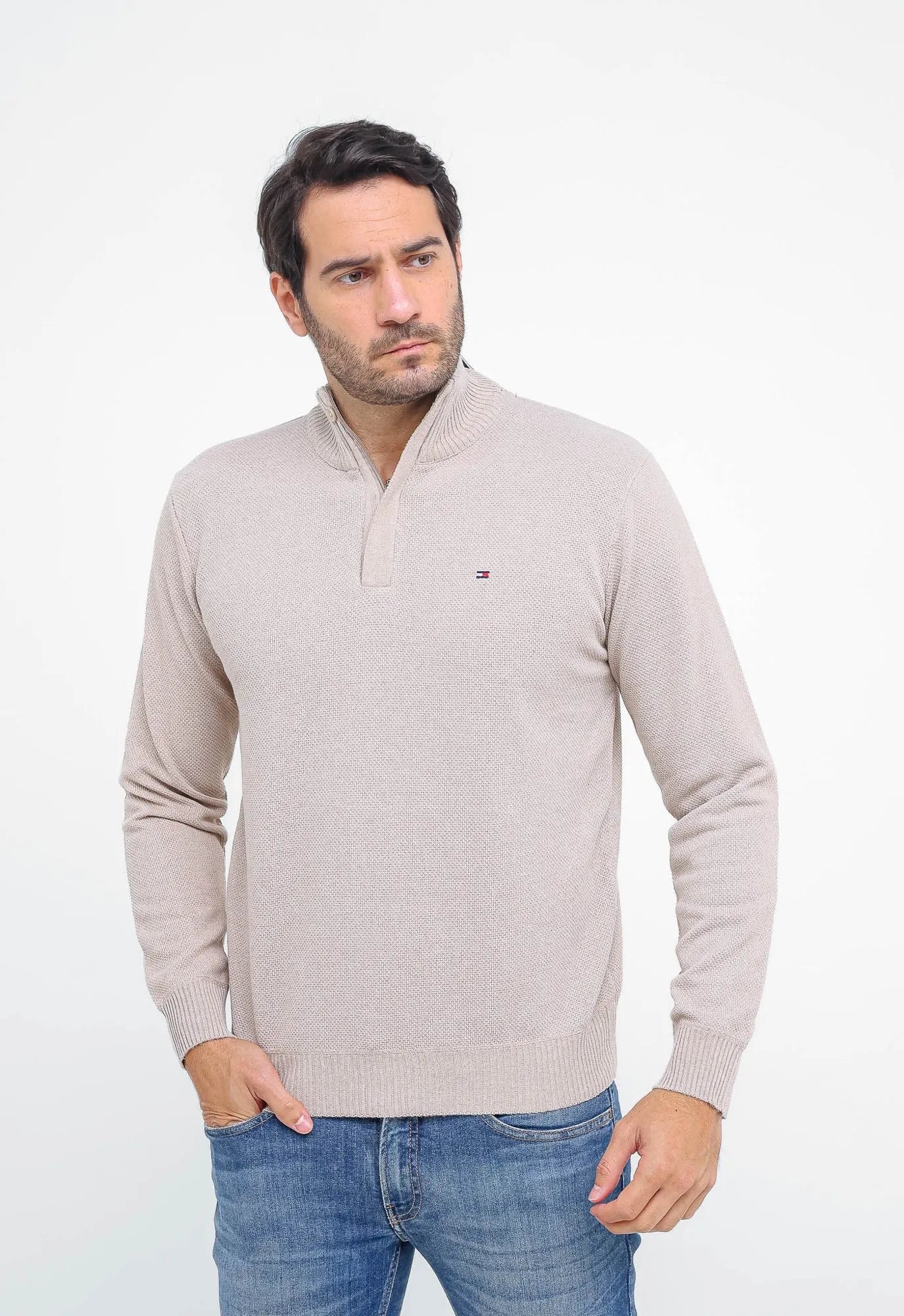 Suéter Tommy Hilfiger Gola Alta Zip - Henri Store