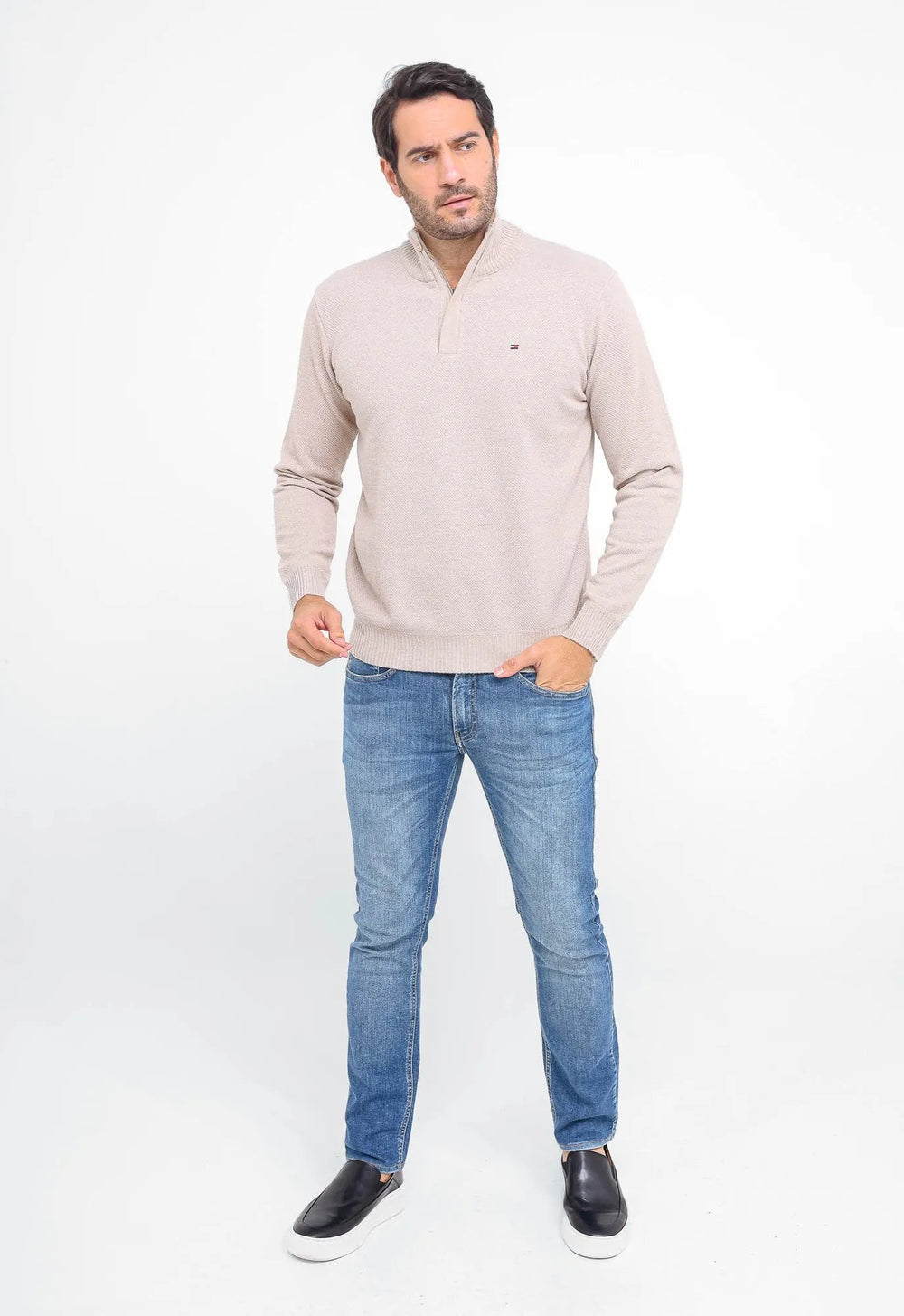 Suéter Tommy Hilfiger Gola Alta Zip - Henri Store