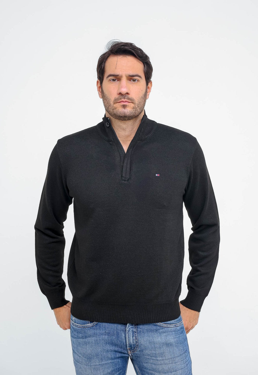 Suéter Tommy Hilfiger Gola Alta Zip - Henri Store