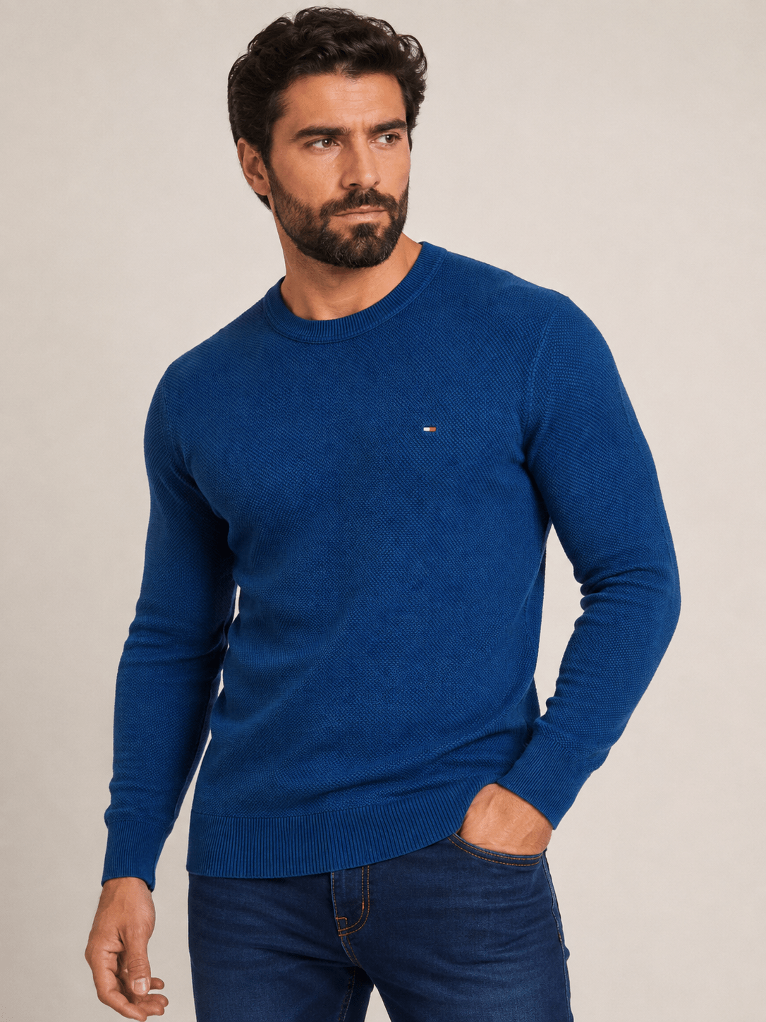 Sueter Tommy Hilfiger Masculino Azul Estrutura - Henri Store