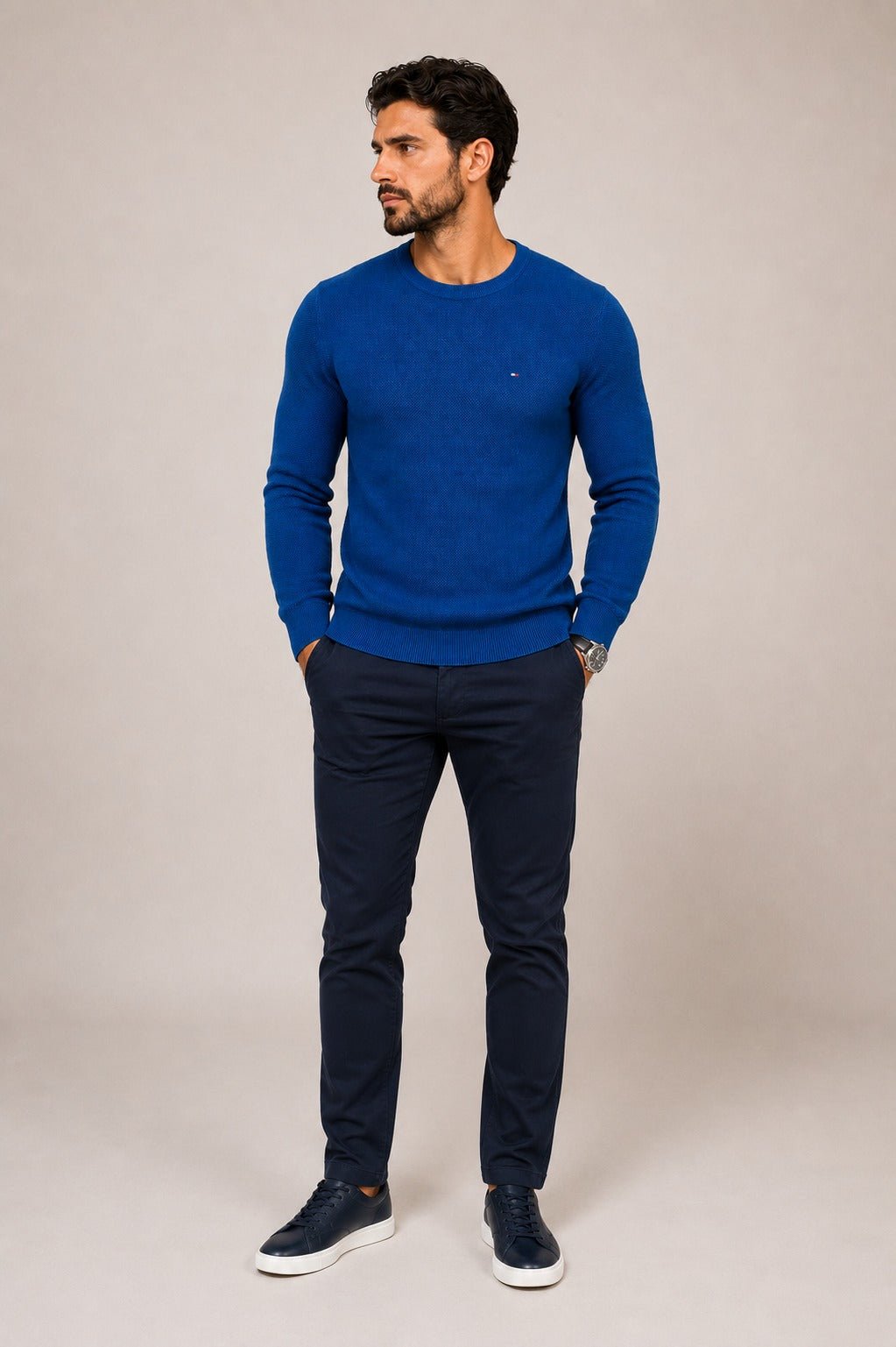 Sueter Tommy Hilfiger Masculino Azul Estrutura - Henri Store