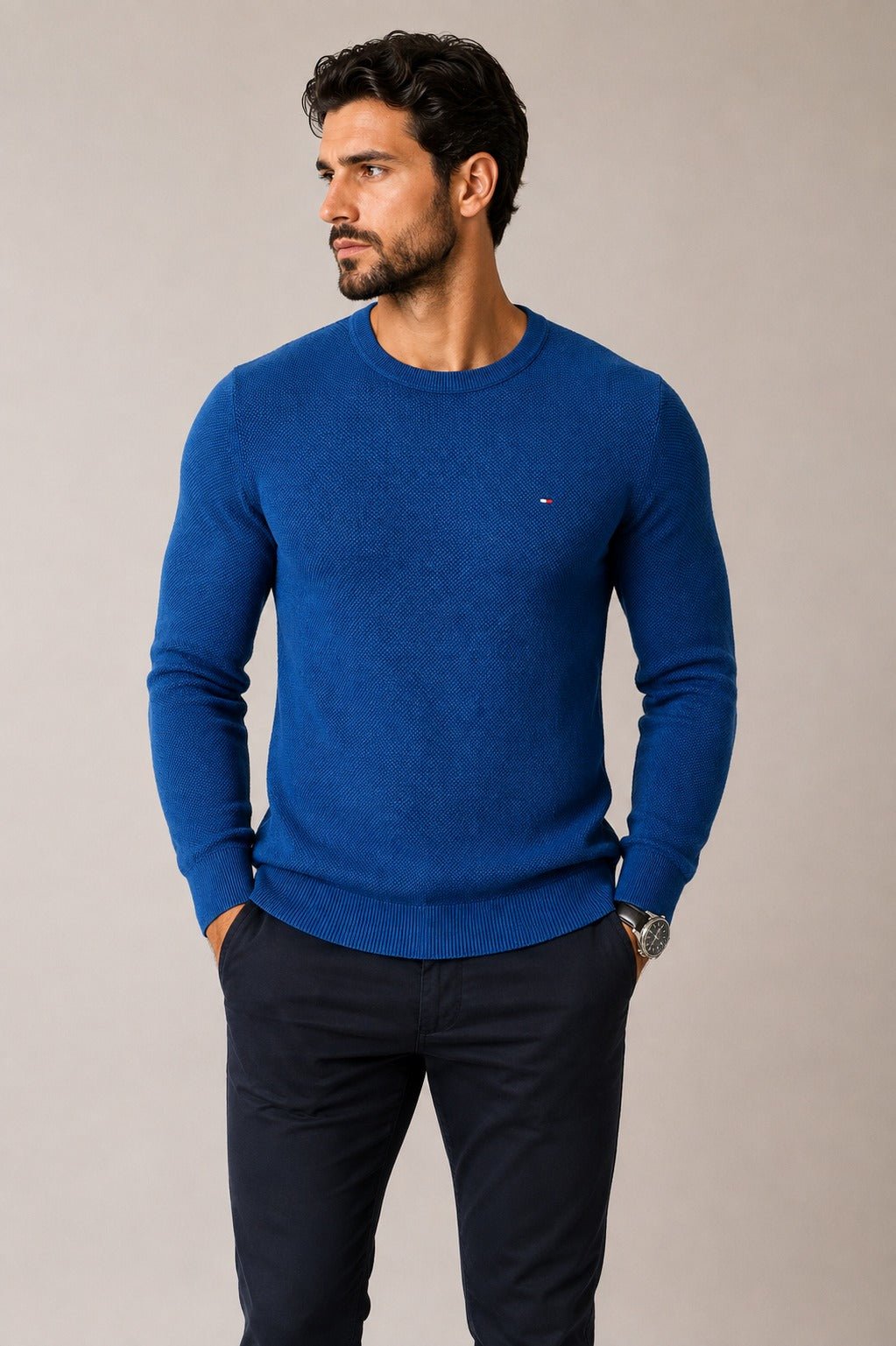 Sueter Tommy Hilfiger Masculino Azul Estrutura - Henri Store