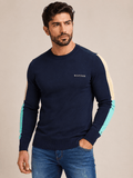 Sueter Tommy Hilfiger Masculino Azul Marinho Manga Colorida - Henri Store