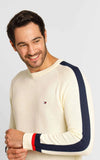 Suéter Tommy Hilfiger Masculino Off White Frisos Lateral - Henri Store