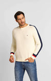 Suéter Tommy Hilfiger Masculino Off White Frisos Lateral - Henri Store
