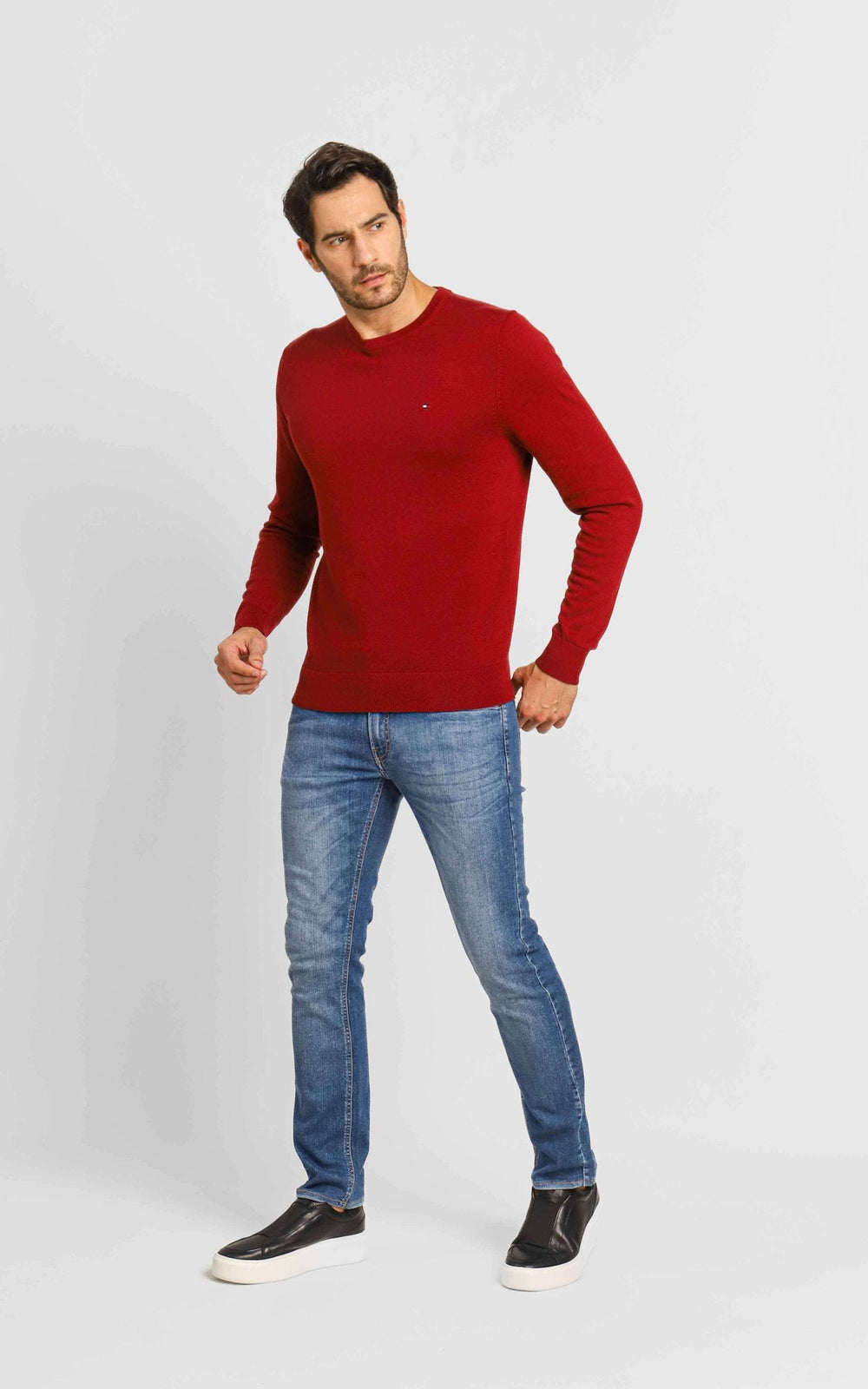Suéter Tommy Hilfiger Signature Crew Neck Bordô - Henri Store
