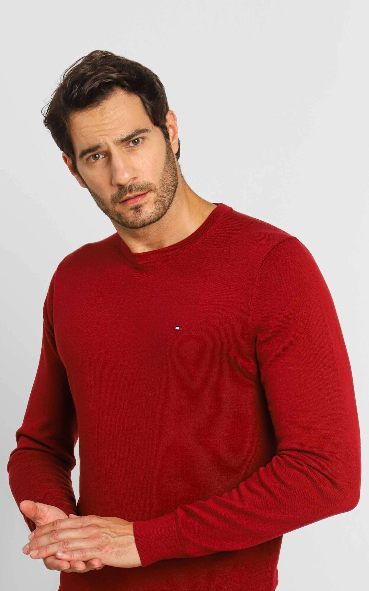 Suéter Tommy Hilfiger Signature Crew Neck Bordô - Henri Store