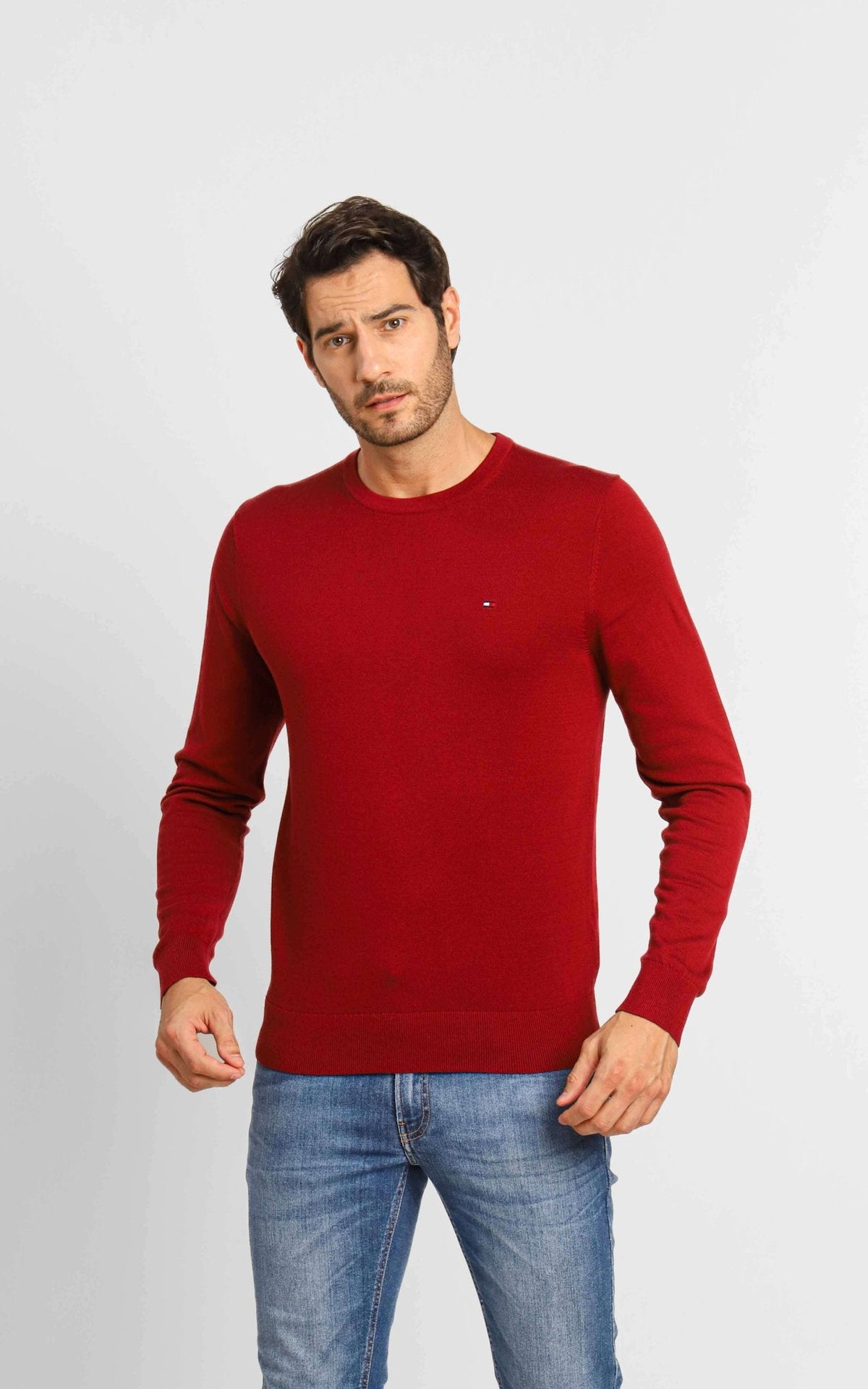 Suéter Tommy Hilfiger Signature Crew Neck Bordô - Henri Store